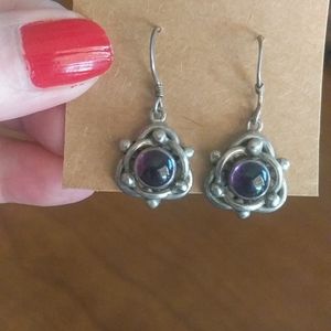 Sterling Silver Amethyst Stamped Earrings